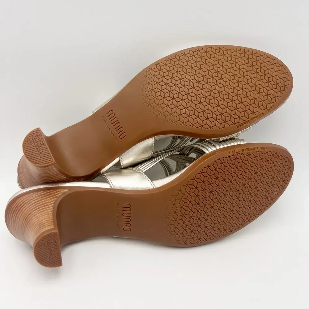 Munro Womens Marianna Heeled Sandals Size 12 M Silver Leather NWOB_11